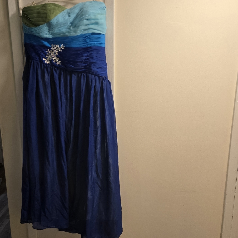 Grace Karin Floor Length Fairy   Evening /Fomal Sheer Gown Prom  Size 20 Blue - Picture 5 of 15